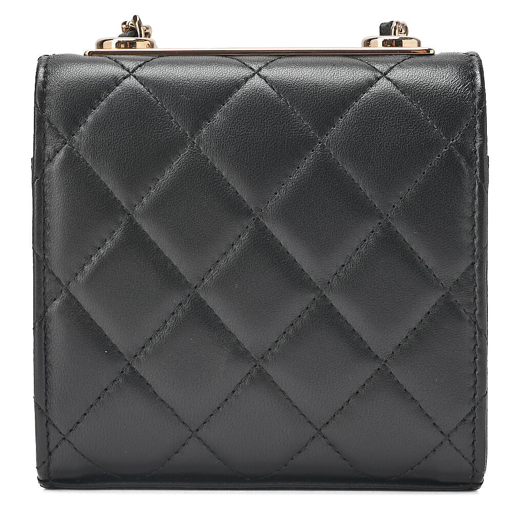 CHANEL Lambskin Mini Matelasse Chain Shoulder Black Gold-Tone Hardware, Pre-Owned