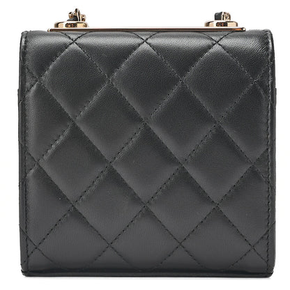 CHANEL Lambskin Mini Matelasse Chain Shoulder Black Gold-Tone Hardware, Pre-Owned