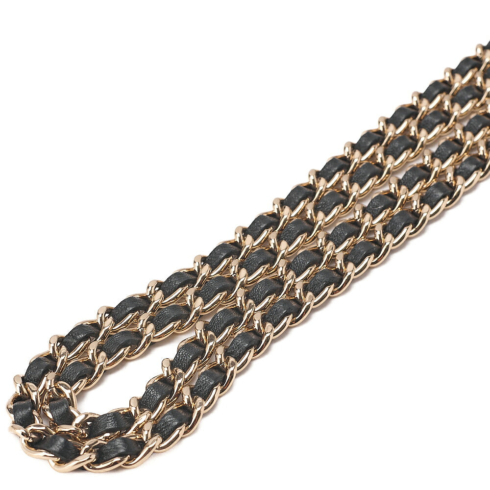 CHANEL Lambskin Mini Matelasse Chain Shoulder Black Gold-Tone Hardware, Pre-Owned