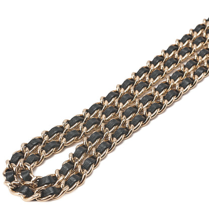CHANEL Lambskin Mini Matelasse Chain Shoulder Black Gold-Tone Hardware, Pre-Owned