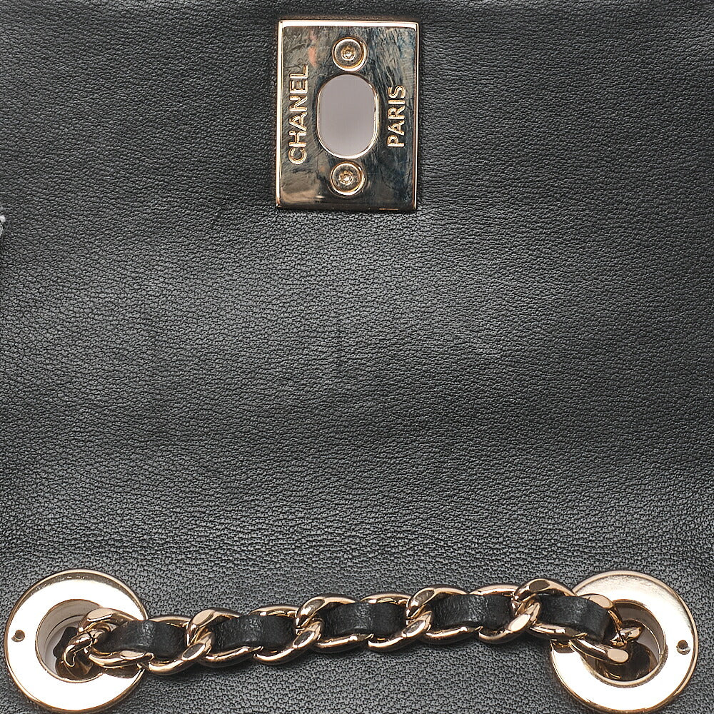 CHANEL Lambskin Mini Matelasse Chain Shoulder Black Gold-Tone Hardware, Pre-Owned