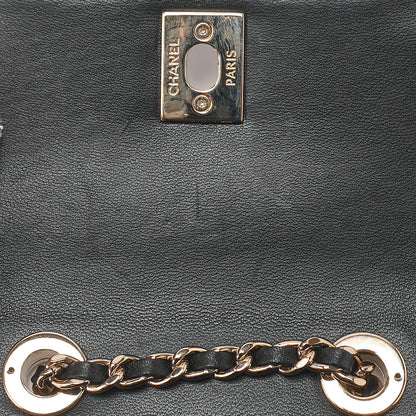 CHANEL Lambskin Mini Matelasse Chain Shoulder Black Gold-Tone Hardware, Pre-Owned