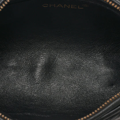 CHANEL Lambskin Coco Mark Fringe Chain Shoulder Black Gold-Tone Hardware, Pre-Owned