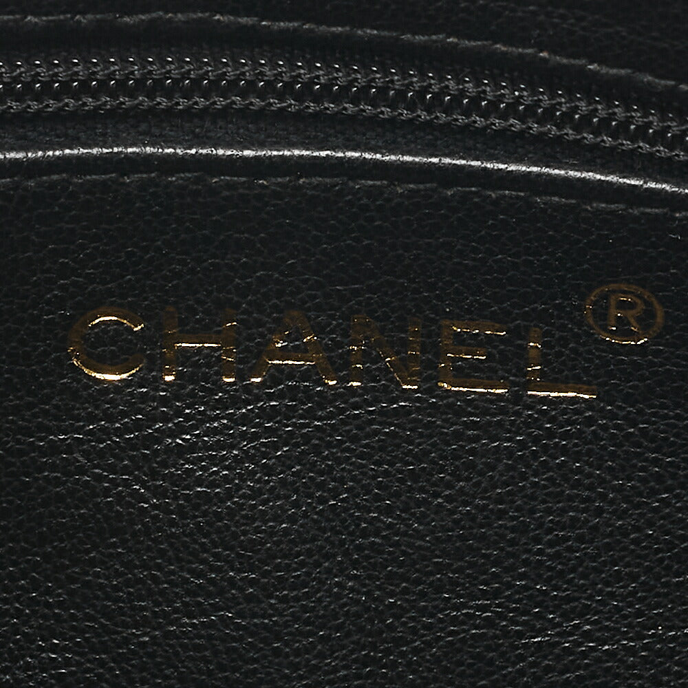 CHANEL Lambskin Coco Mark Fringe Chain Shoulder Black Gold-Tone Hardware, Pre-Owned