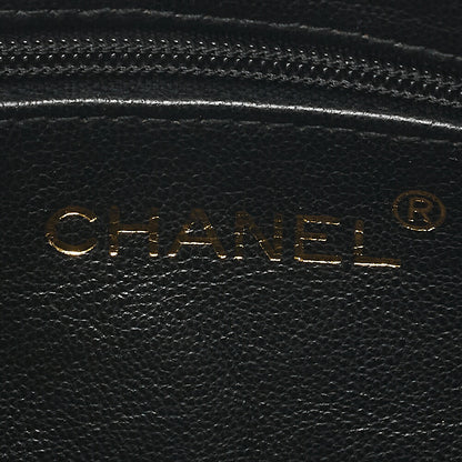 CHANEL Lambskin Coco Mark Fringe Chain Shoulder Black Gold-Tone Hardware, Pre-Owned