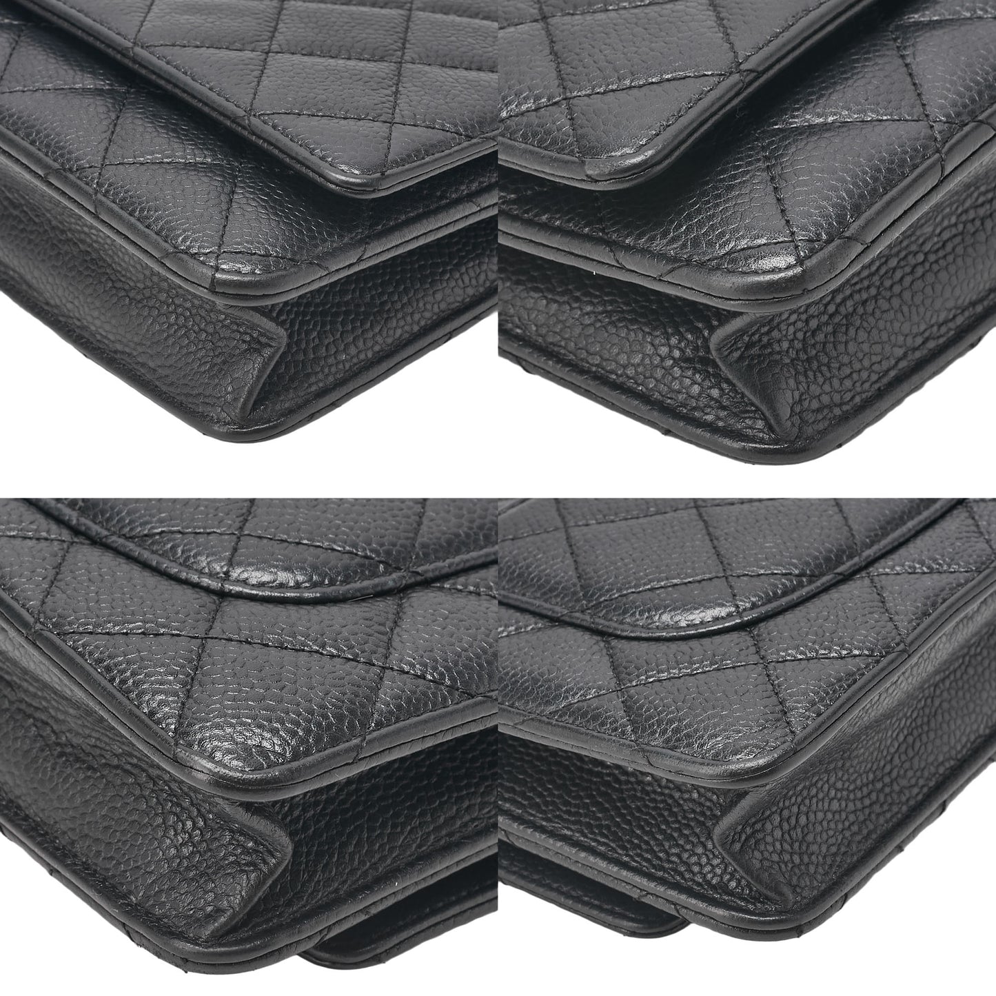 CHANEL Caviar Skin Matelasse Chain Wallet Black Silver-Tone Hardware, Pre-Owned