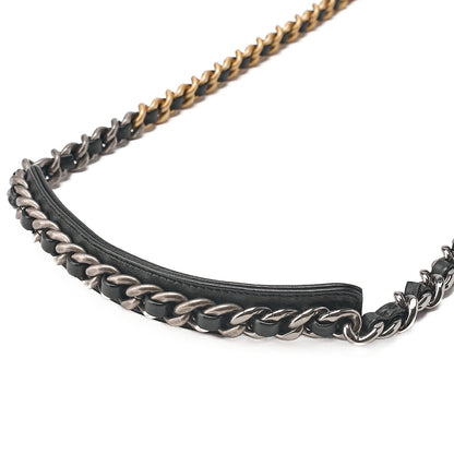 CHANEL Lambskin Matelasse Chanel 19 2WAY Chain Shoulder Black Gold x Silver-Tone Hardware, Pre-Owned