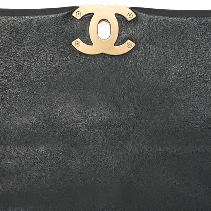 CHANEL Lambskin Matelasse Chanel 19 2WAY Chain Shoulder Black Gold x Silver-Tone Hardware, Pre-Owned