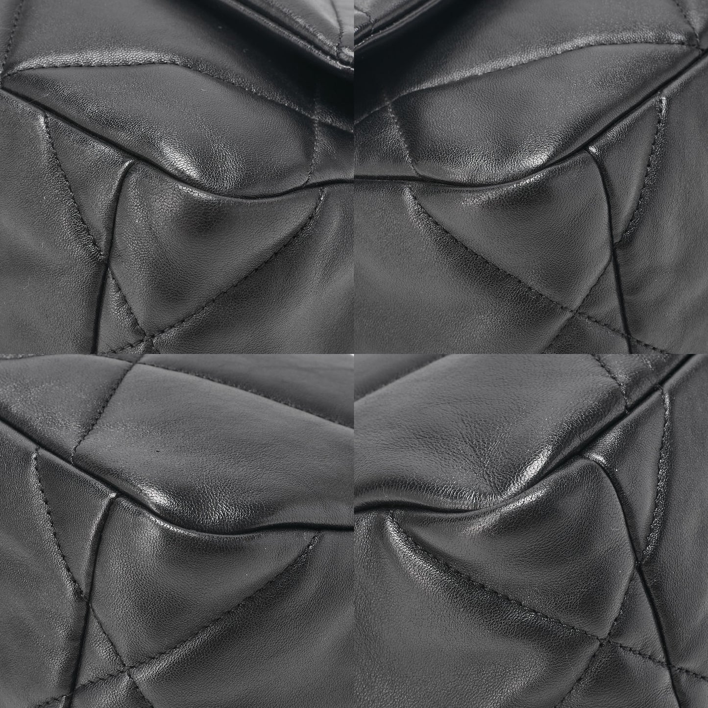 CHANEL Lambskin Matelasse Chanel 19 2WAY Chain Shoulder Black Gold x Silver-Tone Hardware, Pre-Owned