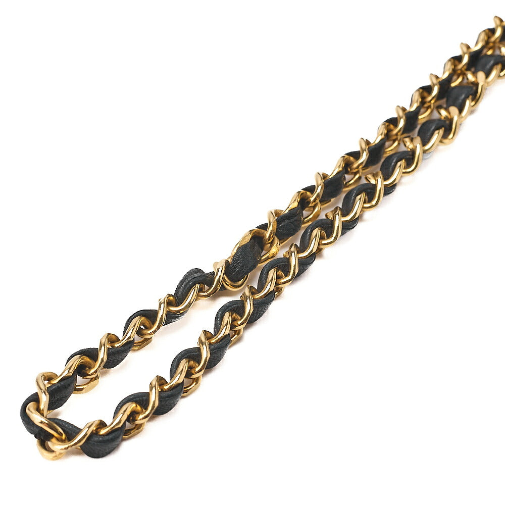 CHANEL Lambskin Matelasse Push Lock Chain Shoulder Black Gold-Tone Hardware, Pre-Owned