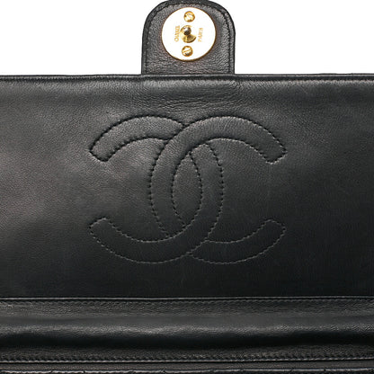 CHANEL Lambskin Matelasse Push Lock Chain Shoulder Black Gold-Tone Hardware, Pre-Owned
