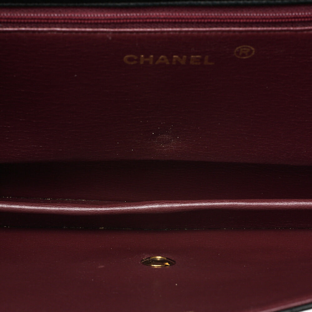 CHANEL Lambskin Matelasse Push Lock Chain Shoulder Black Gold-Tone Hardware, Pre-Owned