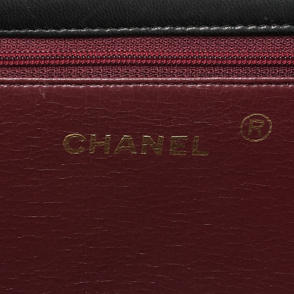 CHANEL Lambskin Matelasse Push Lock Chain Shoulder Black Gold-Tone Hardware, Pre-Owned