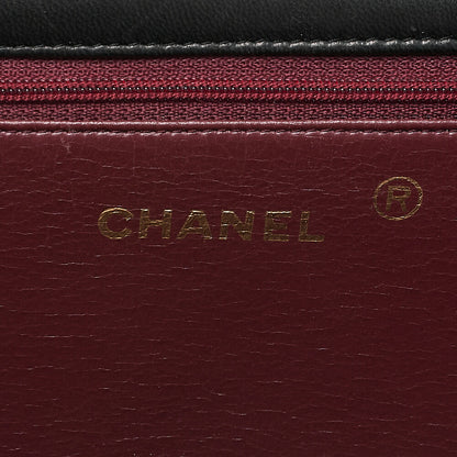 CHANEL Lambskin Matelasse Push Lock Chain Shoulder Black Gold-Tone Hardware, Pre-Owned