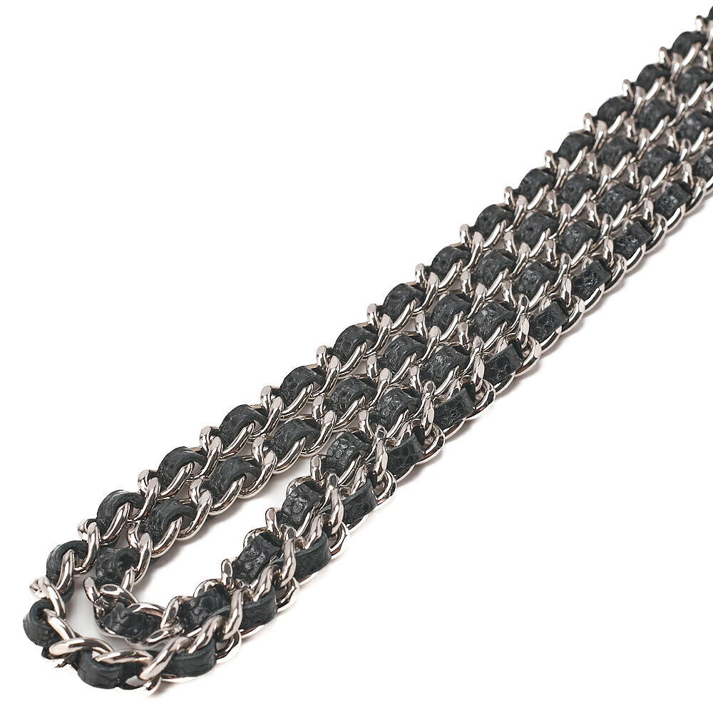 CHANEL Caviar Skin Matelasse Chain Wallet Black Silver-Tone Hardware, Pre-Owned