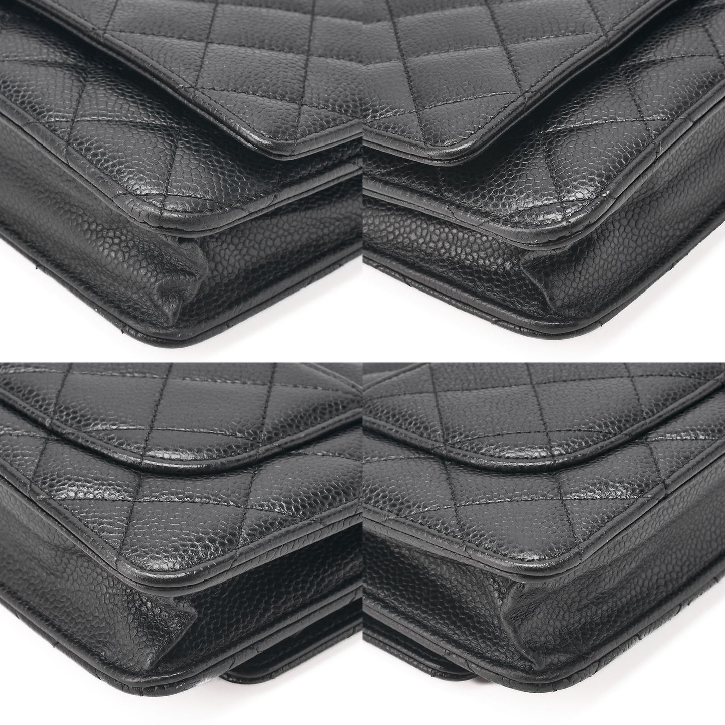 CHANEL Caviar Skin Matelasse Chain Wallet Black Silver-Tone Hardware, Pre-Owned