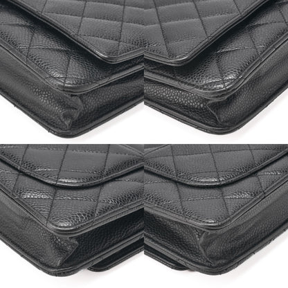 CHANEL Caviar Skin Matelasse Chain Wallet Black Silver-Tone Hardware, Pre-Owned