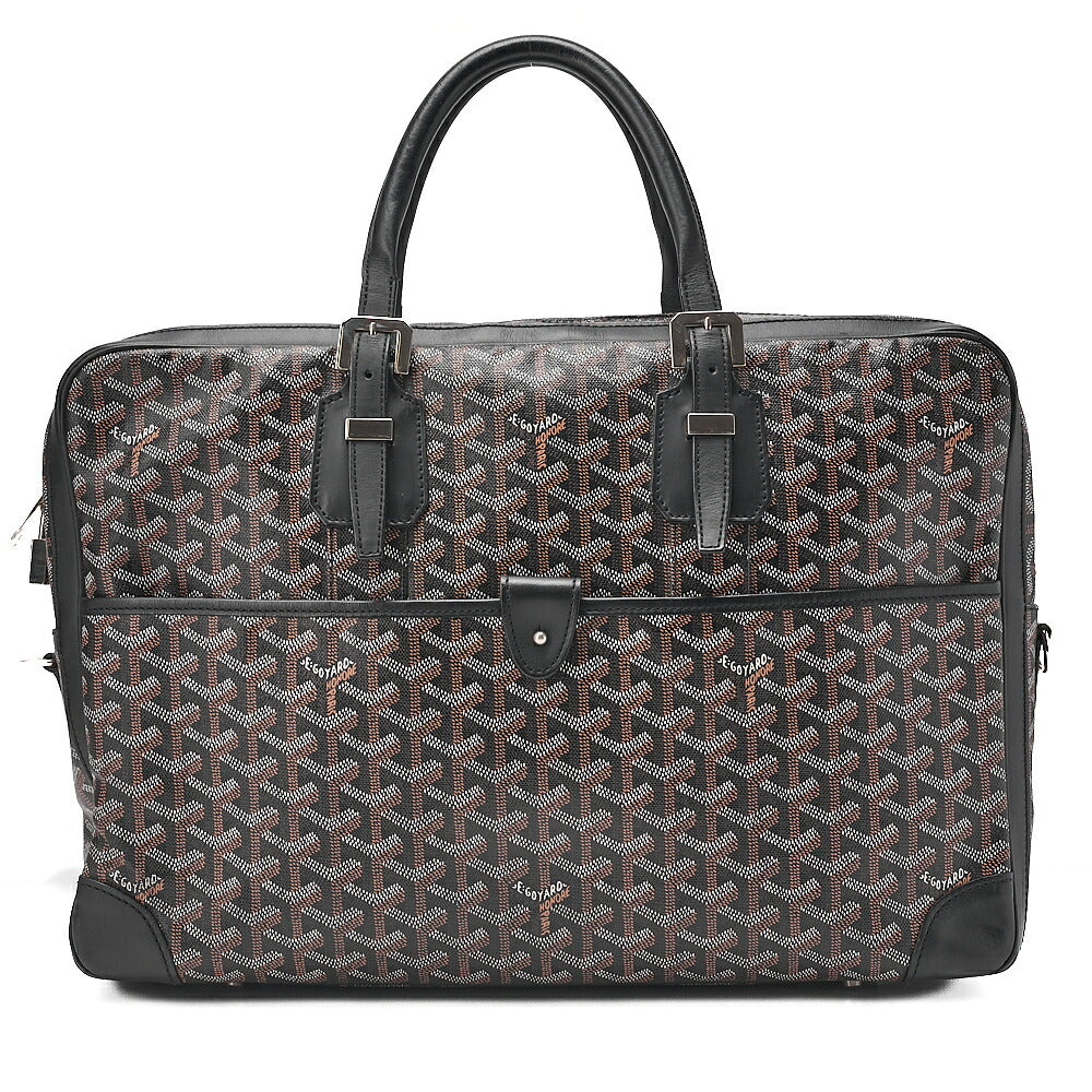 GOYARD [Goyard] GOYARD Ambassador MM PVC x Leather Briefcase Business Bag Black Silver -Tone Hardware, Pre-Owned