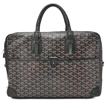 GOYARD [Goyard] GOYARD Ambassador MM PVC x Leather Briefcase Business Bag Black Silver -Tone Hardware, Pre-Owned