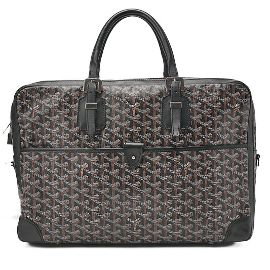 GOYARD [Goyard] GOYARD Ambassador MM PVC x Leather Briefcase Business Bag Black Silver -Tone Hardware, Pre-Owned