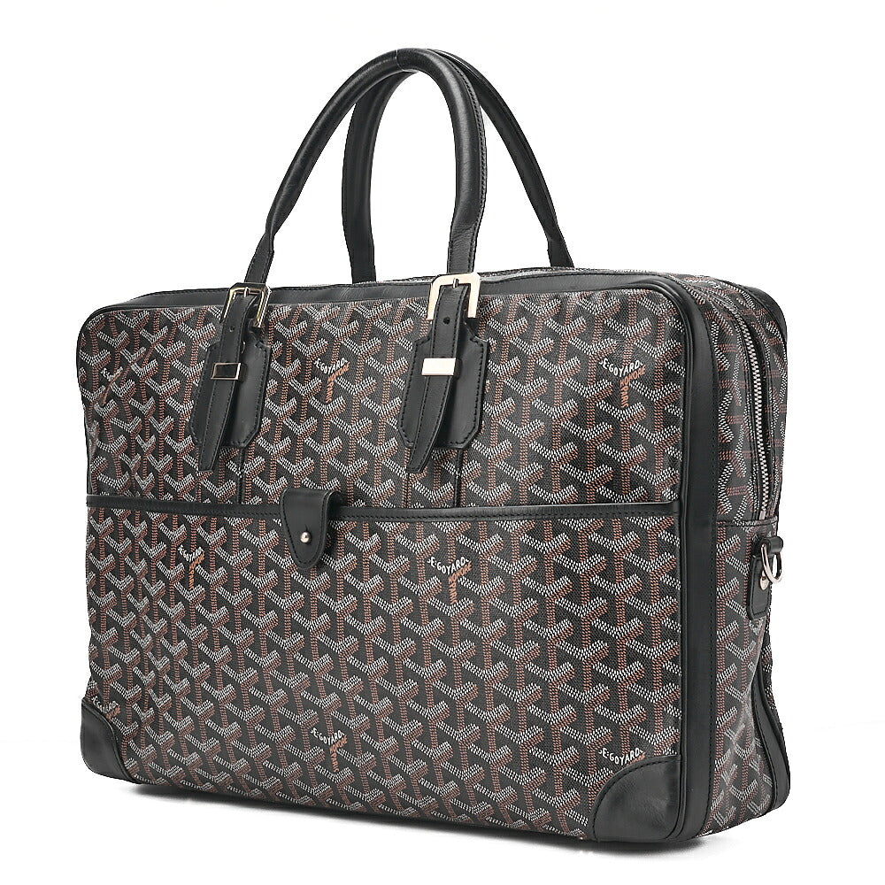 GOYARD [Goyard] GOYARD Ambassador MM PVC x Leather Briefcase Business Bag Black Silver -Tone Hardware, Pre-Owned