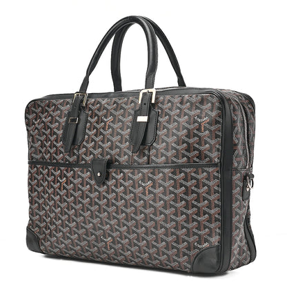 GOYARD [Goyard] GOYARD Ambassador MM PVC x Leather Briefcase Business Bag Black Silver -Tone Hardware, Pre-Owned
