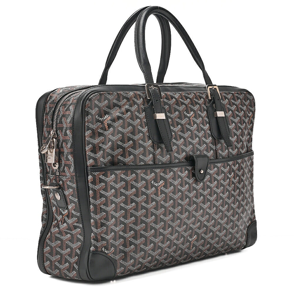 GOYARD [Goyard] GOYARD Ambassador MM PVC x Leather Briefcase Business Bag Black Silver -Tone Hardware, Pre-Owned