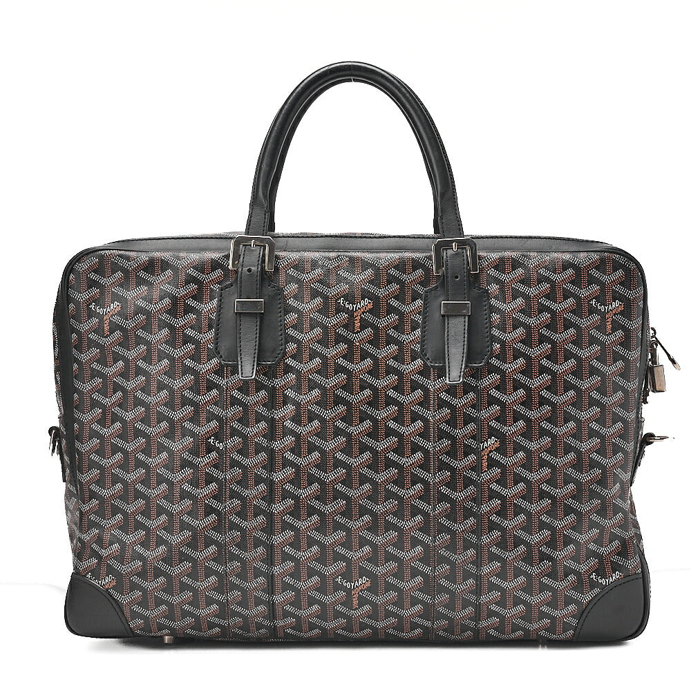 GOYARD [Goyard] GOYARD Ambassador MM PVC x Leather Briefcase Business Bag Black Silver -Tone Hardware, Pre-Owned