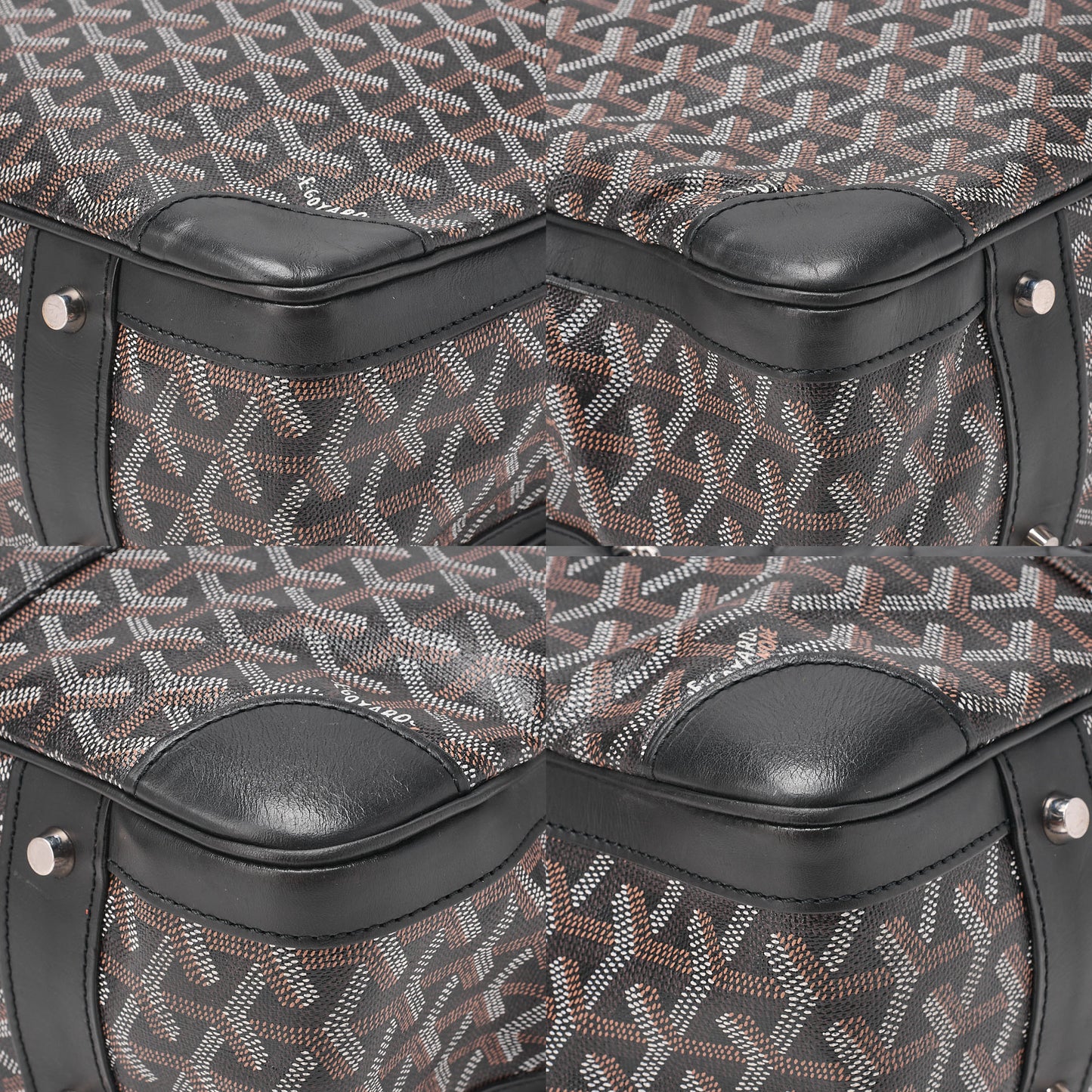 GOYARD [Goyard] GOYARD Ambassador MM PVC x Leather Briefcase Business Bag Black Silver -Tone Hardware, Pre-Owned
