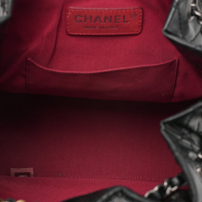 CHANEL Vintage Calf Gabrielle de Chanel Drawstring Chain Backpack Black Gold x Silver-Tone Hardware, Pre-Owned