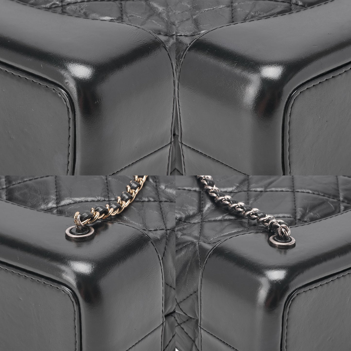 CHANEL Vintage Calf Gabrielle de Chanel Drawstring Chain Backpack Black Gold x Silver-Tone Hardware, Pre-Owned