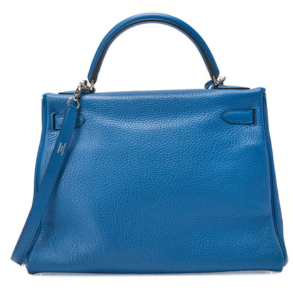 HERMES Herm?s Kelly 32 Torillon 2-way Inline Handbag Blue Paon Silver-Tone Hardware, Pre-Owned