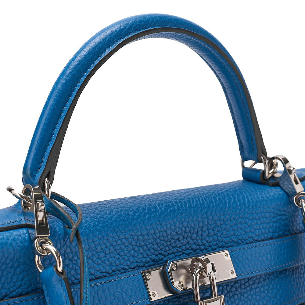 HERMES Herm?s Kelly 32 Torillon 2-way Inline Handbag Blue Paon Silver-Tone Hardware, Pre-Owned