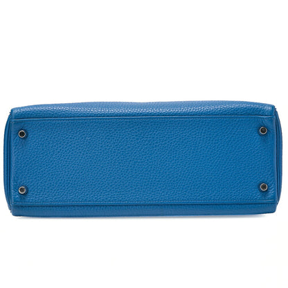 HERMES Herm?s Kelly 32 Torillon 2-way Inline Handbag Blue Paon Silver-Tone Hardware, Pre-Owned