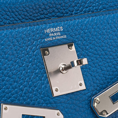 HERMES Herm?s Kelly 32 Torillon 2-way Inline Handbag Blue Paon Silver-Tone Hardware, Pre-Owned