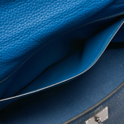 HERMES Herm?s Kelly 32 Torillon 2-way Inline Handbag Blue Paon Silver-Tone Hardware, Pre-Owned