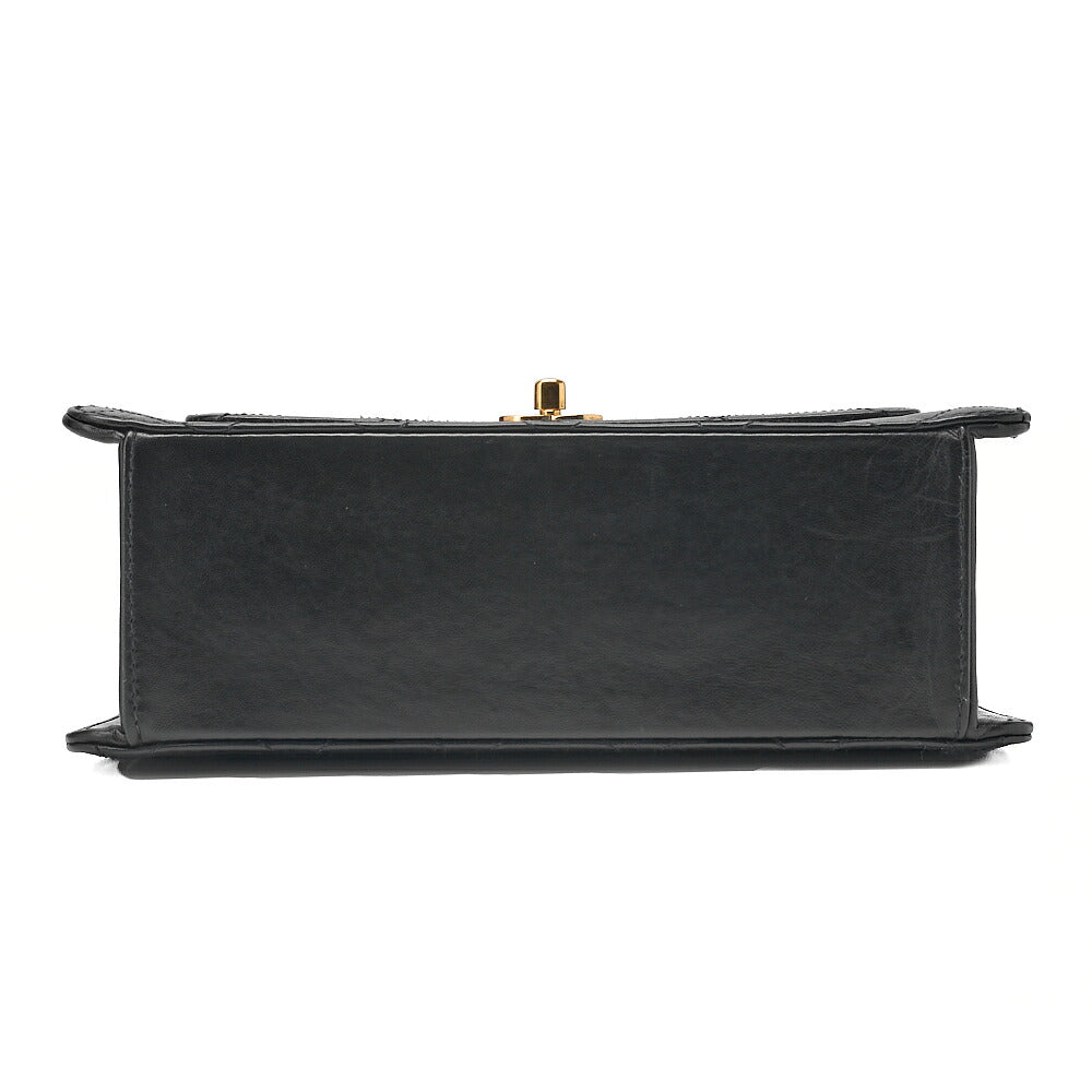 CHANEL Calfskin Matelasse Turn Lock Shoulder Black Gold-Tone Hardware, Pre-Owned