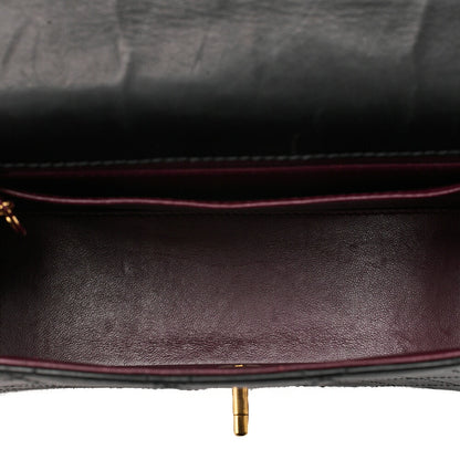 CHANEL Calfskin Matelasse Turn Lock Shoulder Black Gold-Tone Hardware, Pre-Owned