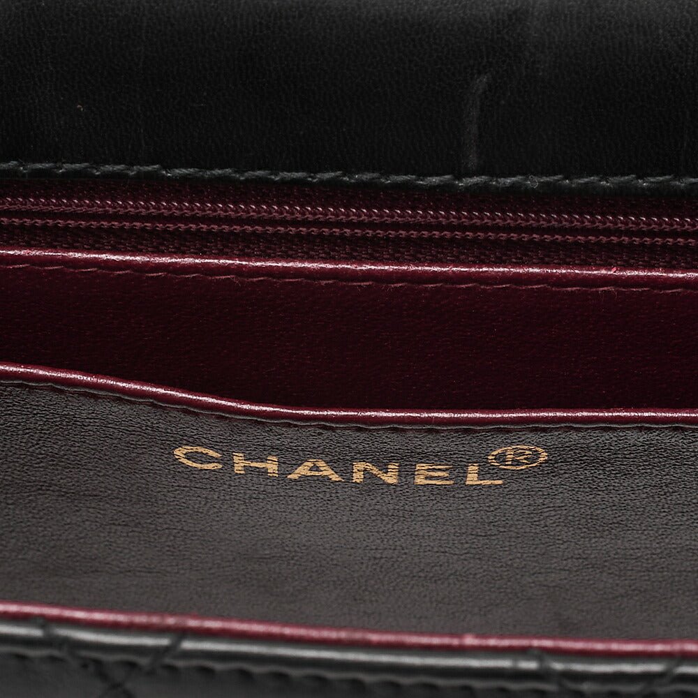 CHANEL Calfskin Matelasse Turn Lock Shoulder Black Gold-Tone Hardware, Pre-Owned