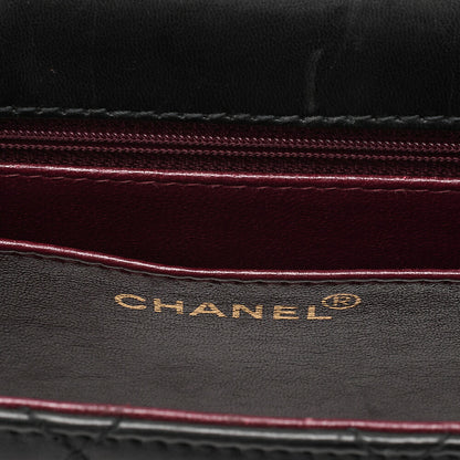 CHANEL Calfskin Matelasse Turn Lock Shoulder Black Gold-Tone Hardware, Pre-Owned