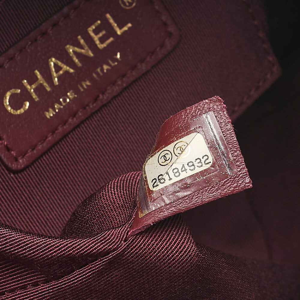 CHANEL Wool x Lambskin Paris-Hamburg 2-way Chain Shoulder Bag Navy x Red Gold-Tone Hardware, Pre-Owned