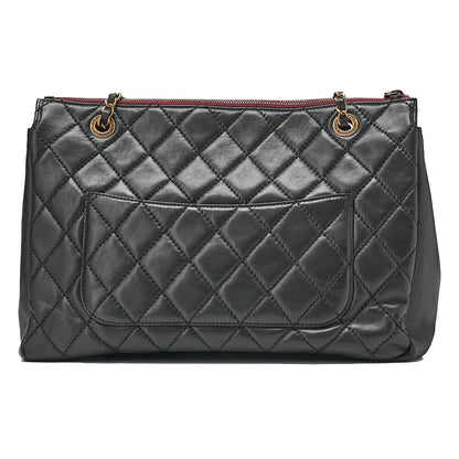 CHANEL Matelasse Calfskin Full Flap Chain Shoulder Black Gold-Tone Hardware, Pre-Owned