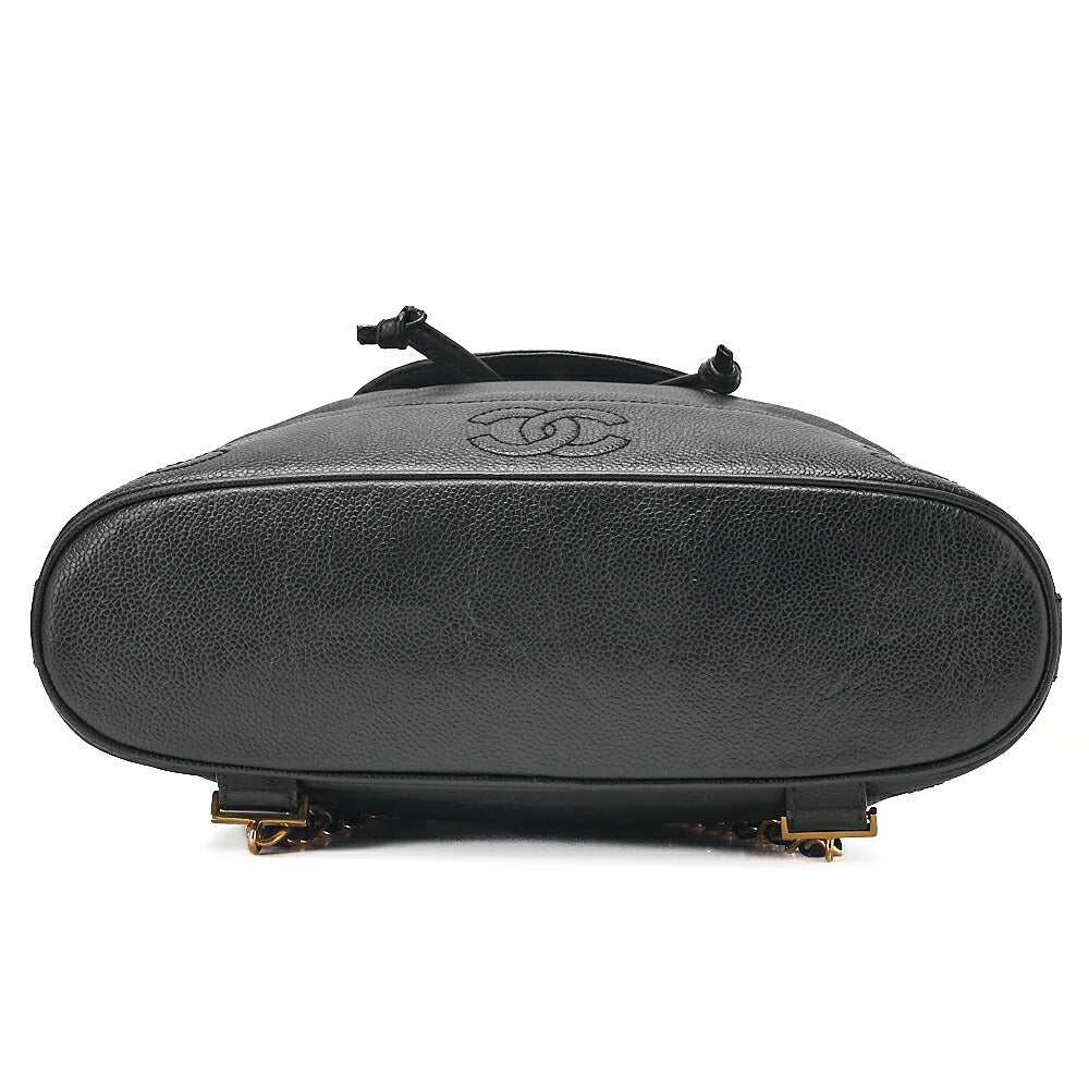 CHANEL Chanel Caviar Skin Triple Coco Turn Lock Chain Backpack Black Gold-Tone Hardware, Pre-Owned