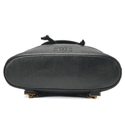 CHANEL Chanel Caviar Skin Triple Coco Turn Lock Chain Backpack Black Gold-Tone Hardware, Pre-Owned