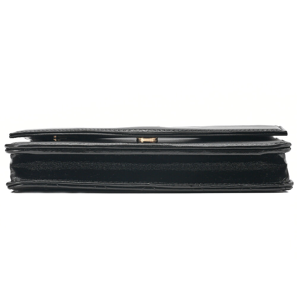 CHANEL Patent Leather Matelasse Chain Wallet Black Gold-Tone Hardware, Pre-Owned