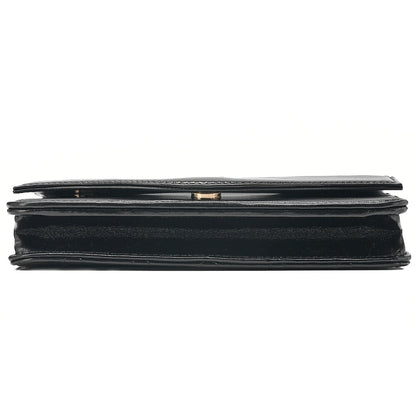 CHANEL Patent Leather Matelasse Chain Wallet Black Gold-Tone Hardware, Pre-Owned