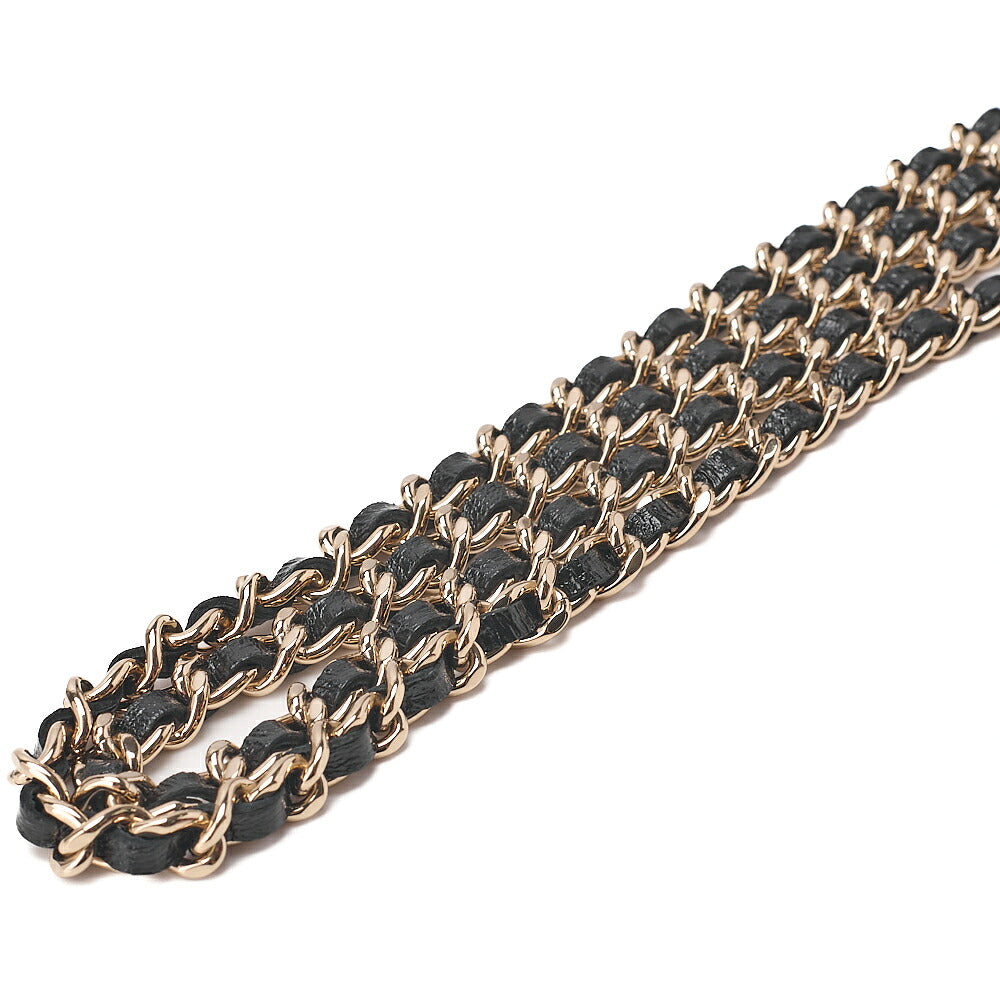 CHANEL Patent Leather Matelasse Chain Wallet Black Gold-Tone Hardware, Pre-Owned