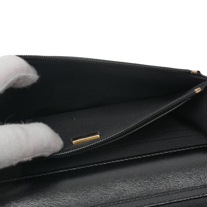 CHANEL Patent Leather Matelasse Chain Wallet Black Gold-Tone Hardware, Pre-Owned