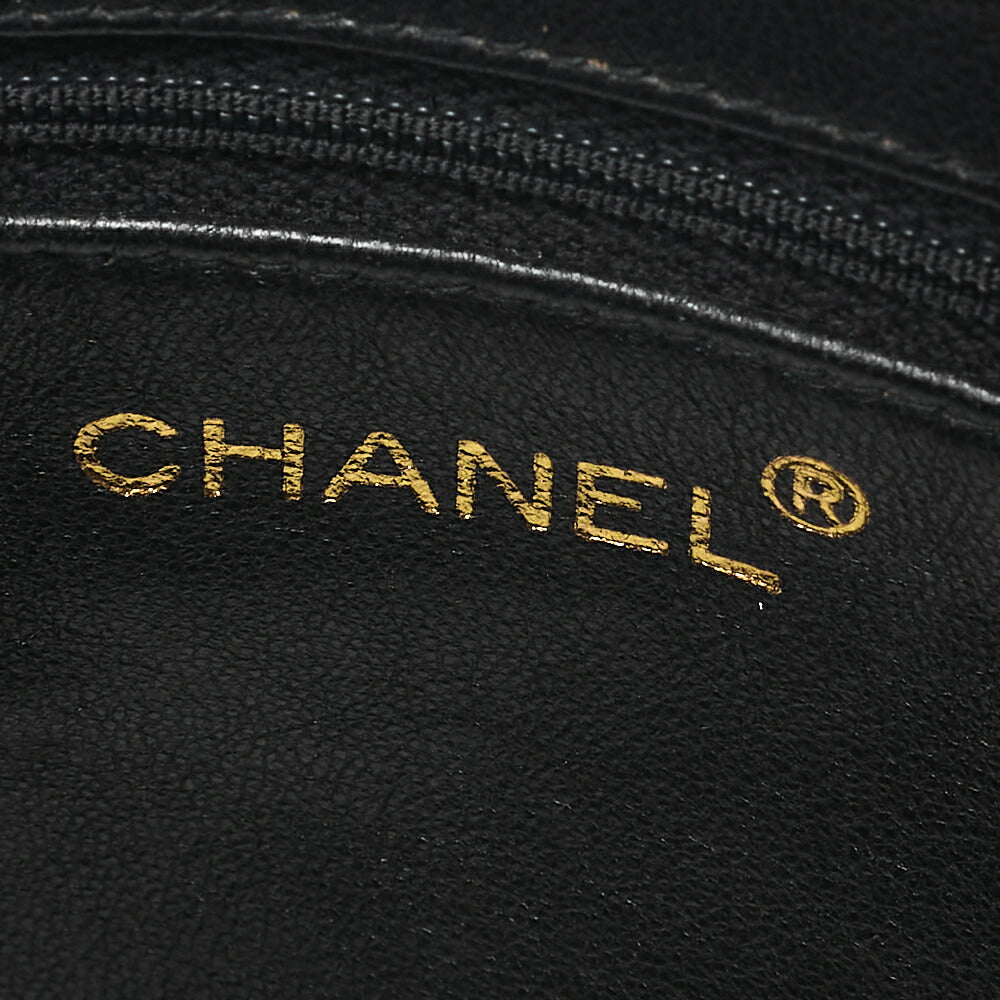 CHANEL Lambskin Matelasse Turn Lock Plate Charm Chain Shoulder Black Gold-Tone Hardware, Pre-Owned
