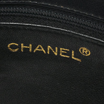 CHANEL Lambskin Matelasse Turn Lock Plate Charm Chain Shoulder Black Gold-Tone Hardware, Pre-Owned